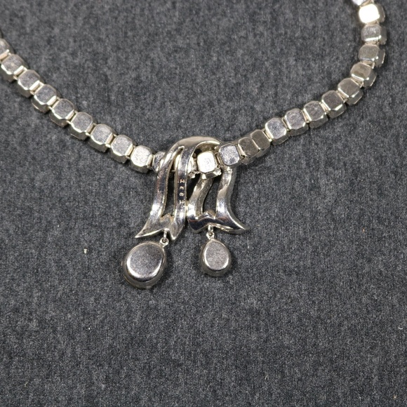 vintage costume jewelry eisenberg clear rhinestone Necklace - Picture 6 of 8